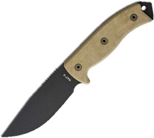 Ontario Knife Company Rat-5 Micarta Handle Plain Edge Blade Knife with Sheath