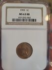1903 Indian Head- RD On Front Side Cent NGC Secure Plus MS 63 RED BROWN 1c