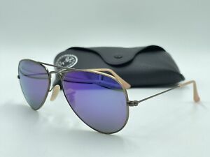 RAY BAN RB3025 167/1M 55mm AVIATOR BRONZE-COPPER/ VIOLET AUTHENTIC ITALY