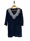 Lands End Womens Swim Cover Up Size Large 14-16 Embroidered Cotton Tunic Dress