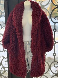 Forever 21 Collar Shaggy Fringe Boho Oversized Faux Fur Coat Women’s Size Small