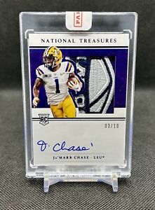 2021 National Treasures Collegiate Ja’Marr Chase RPA Bowl Logo #/10 On Card AUTO