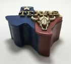 New ListingTexas Souvenir Trinket Box, Shaped like TEXAS, Red, White, and Blue Resin.