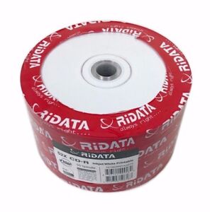 100 RIDATA 52X Blank CD-R CDR White Inkjet Hub Printable 700MB Disc