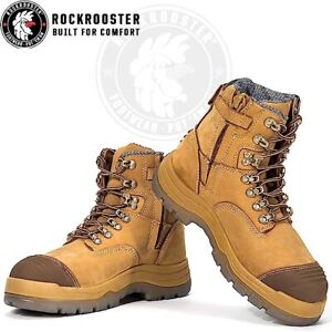 ROCKROOSTER 7 inch,Steel Toe,Side Zipper,Slip Resistant Safety Work boots