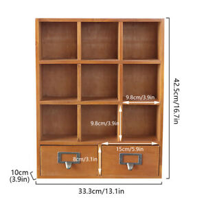 9-Cube 2 Drawers Pine Storage Organizer Display Cubby-style Shelf Brown