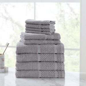 M.ainstays 10 Piece Bath Towel Set with Upgraded Softness & Durability, Gray
