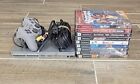 Sony PlayStation 2 PS2 Slim Silver SCPH-79001 Console Bundle Tested 9 Games