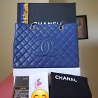 CHANEL blue Caviar Leather silver hw GST Grand Shopping Tote Bag rare color
