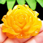F37168 Carved Manmade Yellow Amber Flower Pendant Bead 48x40x15mm