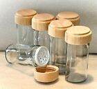 spice jars with carved natural  bamboo lids