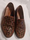 MENS SIZE 11EEE DEERSTAGS WOVEN TWO TONE LEATHER SLIP ON LOAFERS SHOES