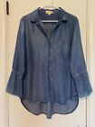 Anthropologie Cloth & Stone Women's L/S Blue Chambray Button-Front Shirt Top: M