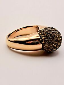 Milor Italy Bronze Rose Gold Over 925 Sterling Silver Crystals Ball Ring Size 6