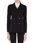 $3.9K Akris Scott Black Wool Leather Double Breasted Jacket Coat Size 8 44