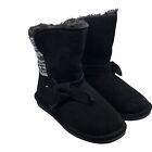 Women’s Bearpaw 13” Tall Boots Size  10  Black Suede Sheepskin Lined