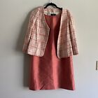 Talbots Petite Women SZ 10P Salmon Silk/Wool Dress w/Tweed Blazer Dress Suit Set