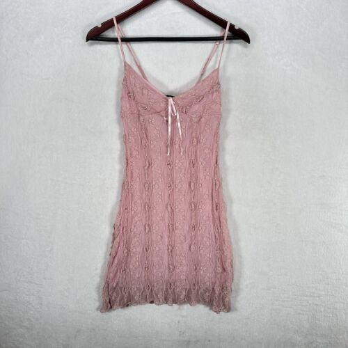 Vintage Cosabella Dress Womens Small Pink Mini Babydoll Slip Stretch Lace Y2K