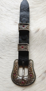 Vintage Ranger Belt Buckle (2) Keepers 925 & 10K w/Rubies Western Cowboy