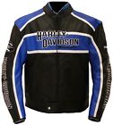 Harley Davidson Men CLASSIC BLUE CRUISER Jacket Motorcycle Real Leather Jacket.