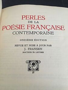perles de la poesie francaise .contemporaine onzieme edition (leather bound )