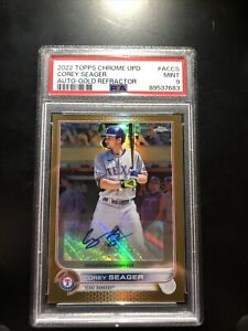 2022 Topps Chrome Update Corey Seager Auto Gold Refractor 32 /50  Rangers PSA 9