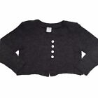 Vintage 80s Women's Black Short Crop Cardigan Mohair Blend Sz 16 Rabbit Designs