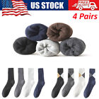 4 Pairs Mens Wool Crew Socks Winter Heavy Duty Warm Work Boots Socks Cotton US