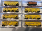 N scale set of 9 cars plus caboose Milwaukee Road covered hoppers train