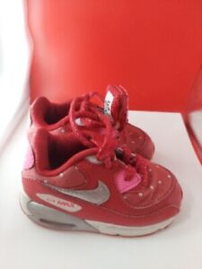 Nike Air Max 90 Girls Toddler Sz 5C Red With Pink Sneakers Shoes