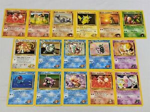 Lot of 16 Pokemon Gym Heroes Cards 1st Edition Charmander Pikachu Mr. Mime Abra