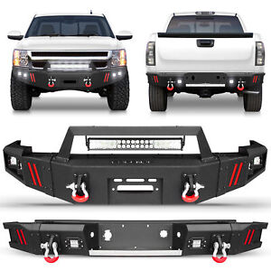Front/Rear Bumper With Winch Plate&LED Lights For 2007-2013 Chevy Silverado 1500 (For: 2011 Silverado 1500)