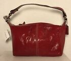 NEW VTG COACH Red Patent Leather Pleated Small Handbag Purse F42828 TAGS Wristle