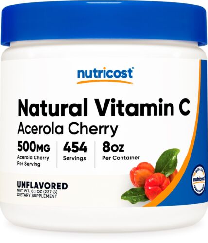 Nutricost Natural Vitamin C, Acerola Cherry Powder 0.5 LB, Gluten Free & Non-GMO
