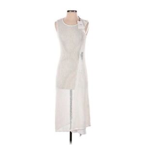 Theory Rosa Fishnet Sleeveless White Boho Open Knit Linen Midi Dress Sz S $495