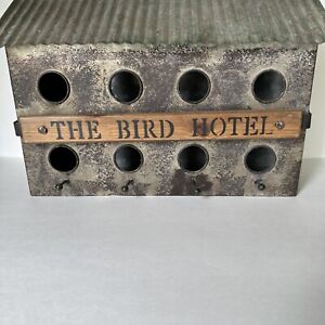 Rustic Vintage Style Metal BIRD HOUSE Hotel Country Farmhouse Bird House