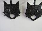 Bethany Lowe Halloween Set Of 2 Wood Glittered Scaredy Cat Silhouette Ornaments