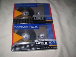 LOT of (2) MEMOREX HBS II 100 CASSETTE TAPES NEW Type II For Recording Sealed