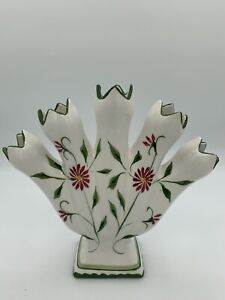 Five Finger Fan Vase Hand-painted Numbered Portugal RC & CL VTG Tulipiere
