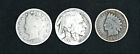 Indian Head Penny, Liberty V, Buffalo Nickel (3 coin) Lot - Old US Coins