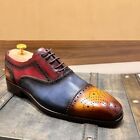 Handmade men 3 tone dress shoes, men leather brogue formal shoes, office oxfords