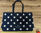 New Kate Spade Extra Large Beach Tote Fabric Blue White Bag Polka Dot 26 x 14 in