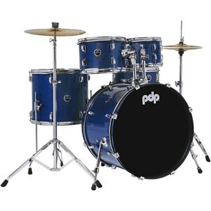 PDP by DW Encore Complete 5-Piece Drum Set Chrome Hardware Cymbals Royal Blue