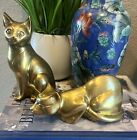 Vintage Pair Of Solid Brass Cats, Larger Sizes & Nice Weight!