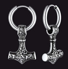 Viking Thor's Hammer Earrings Dangle Hoop Earrings For Men