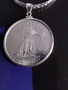 Silver Plated Necklace With Freedom Coin 2021 Silver Plated And Coinbezel Silver