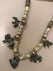 African Animal Themed Necklace Elephant Lion Leopard Rhino Brown