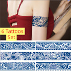 6 Sheets Tattoo Stickers Arm Juice Semi-Permanent Long Last Waterproof Body Art