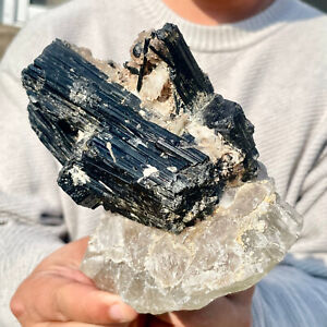 2.99LB Natural Black Tourmaline Crystal Gemstone Rough Mineral Specimen