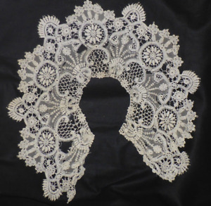 Antique Hand Made Lace collar Point de Gaze Mixed Lace Brussels 1800s